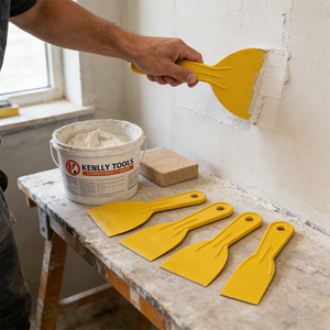 Lot <span class=keywords><strong>de</strong></span> 4 spatules jaunes en plastique flexible <span class=keywords><strong>de</strong></span> 2 à 6 pouces, outils <span class=keywords><strong>de</strong></span> raclage pour papier peint et plâtrage <span class=keywords><strong>de</strong></span> cloisons sèches pour la construction - Product Image 4