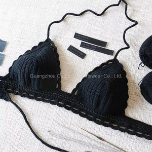ชุดบิกินี่โครเชต์ทำมือ 2 ชิ้น ผ้าไนลอนตาข่ายแบบ OEM สั่งทำได้ ชุดว่ายน้ำเซ็กซี่สำหรับผู้หญิง ประดับด้วยคริสตัล ชุดบิกินี่โครเชต์ทำมือ - Product Image 3