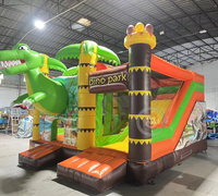 Château gonflable Dino Park, combo château gonflable et toboggan 5x5m, dinosaure gonflable