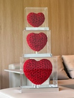Beste Valentijnscadeau: Eeuwige Rozen in Hartvormige Acryl Bloemenbox, Echte Ge conserveerde Bloemen, Cadeau, Eeuwige Rozen, Teddybeerboeket