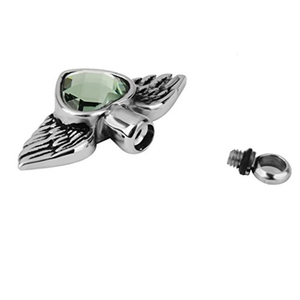 Kalung Wadah Abu Kremasi Berbentuk Hati Sayap Kristal Kristen Berlapis Perak Stainless Steel, Tempat Penyimpanan Abu Kenangan, Liontin Malaikat - Product Image 2
