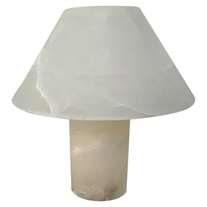 Роскошная прикроватная декоративная белая настольная лампа для ресторана, отеля, отеля, Мраморная настольная лампа для спальни, каменная настольная лампа из алебастра