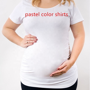 Tops de maternité d'é<span class=keywords><strong>t</strong></span>é en polyester à manches courtes <span class=keywords><strong>T</strong></span>-shirts personnalisés blancs unis de couleur pastel pour femme enceinte - Product Image 3