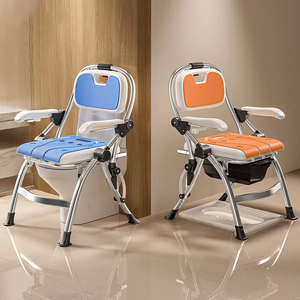 Toilette et douche portables pour personnes âgées, tabouret pliable à double usage pour la maison, chaise de toilette robuste - Product Image 1