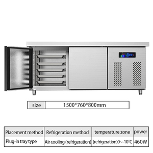 Congelador Comercial de Una Sola Temperatura <span class=keywords><strong>Bajo</strong></span> <span class=keywords><strong>Encimera</strong></span> con Enfriamiento por Aire, Refrigerador de Acero Inoxidable, Banco de Trabajo Refrigerado - Product Image 2