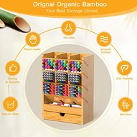Organizador de lápices de bambú apilable con cajón, soporte para carpetas de archivos, caja de almacenamiento de cosméticos para cepillo cosmético