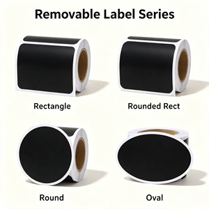 Etiquetas Autoadhesivas Removibles, Rectangulares, Redondeadas, Circulares, Ovaladas, de Papel Adhesivo Negro, Impresión Digital, Reutilizables, para Embalaje - Product Image 1