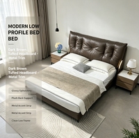 Cadre de lit rembourré avec tête de lit douce, sommier à lattes en bois, mobilier de chambre moderne pour la maison et l'hôtel