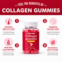 Gummies de collagène à marque privée OEM avec biotine et vitamine C, saveur fraise, 60 unités, pour la peau, les cheveux, les ongles et le soutien quotidien de la beauté