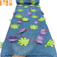 Dentelle Guipure en Polyester Brodé 3D à Fleurs Solubles dans l'Eau, Tissu de Luxe pour Robe de Banquet, Style Européen et Américain