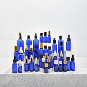 Vente en gros de flacons pulvérisateurs et compte-gouttes en verre bleu cobalt givré pour huiles essentielles et cosmétiques, logo personnalisé, 5 ml-100 ml/ - Product Image 3