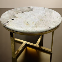 Table basse pivotante de luxe moderne Patagonia Crystal Marble Round Design pour meubles de salon à usage domestique