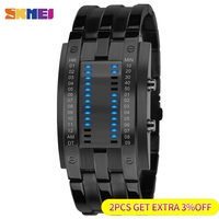 SKMEI Jam Tangan Digital Pria Desain Kreatif Tampilan LED Jam Tangan Pria Tahan Air Jam Tangan Olahraga Biner Jam Relogio Masculino 0926