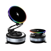 Chargeur de voiture sans fil magnétique 15W, support de fixation en silicone pour tableau de bord, éclairage RGB, support de téléphone sécurisé