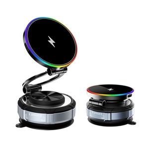 <span class=keywords><strong>Cargador</strong></span> Inalámbrico Magnético para Auto de 15W, Soporte de Silicona con Succión para Tablero, Iluminación RGB, Soporte Seguro para Teléfono - Product Image 1