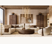 Precio de Fábrica Oferta Mesa de Centro Redonda de Madera y Piedra Estilo Americano Moderno para Sala de Estar