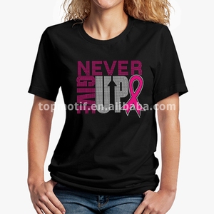 เสื้อมีฮู้ดสำหรับเด็กผู้หญิงการรับรู้มะเร็งเต้านมการพูด/สโลแกนไม่เคยยอมแพ้พลอยเทียมแบบร้อน - Product Image 2