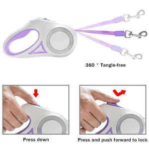 สายจูงสุนัขแบบยืดหดได้อัตโนมัติ 9 ฟุต 16 ฟุต พร้อมไฟ <span class=keywords><strong>LED</strong></span>  วัสดุพลาสติกเรียบง่าย ทนทานด้วยเชือกไนลอน  คุณสมบัติสะท้อนแสง  อเนกประสงค์สำหรับสัตว์เลี้ยง - Product Image 5