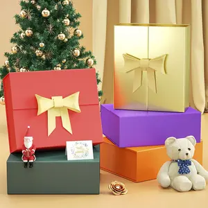 高品质纸质磁性折叠护发产品包装企业礼品盒带丝带礼品抽屉盒