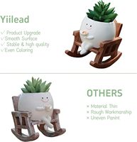 Pot de fleurs en forme de visage souriant pour l'intérieur et l'extérieur, pot de plantes unique en forme de chaise à bascule pour plantes succulentes avec trou de drainage