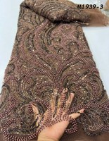 Bordir Tangan Populer Seksi Merah Hitam Warna-warni Kristal Berhias Manik-manik Pola Bunga Poliester/Katun Tulle Jaring Renda Lebar 51