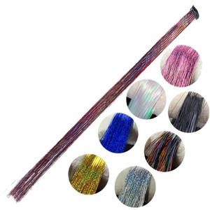 Extensions de cheveux synthétiques en fibre Kanekalon, couleur arc-en-ciel, 60 cm, lisses, à clipser, pour filles et enfants - Product Image 3