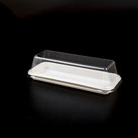 Boîte d'emballage transparente en PET de qualité alimentaire avec couvercle blanc transparent pour la pâtisserie, pour les rouleaux, les gâteaux, le chocolat, plateau rectangulaire