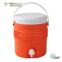 Glacière Moderne Orange en Plastique avec Robinet, Isolation Thermique, Étanche, Portable, Seau Vietnamien, Capacité 3/8L, pour Usage Alimentaire Extérieur