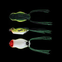 CHEERY Leurre souple de pêche Popper Top Water Hollow Soft Frog Bait, imitation grenouille, leurre nageur artificiel pour poisson-tête-de-serpent