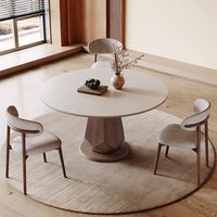 Voxhome Moderner Nordischer Massivholz-Esstisch Möbelset Drehbarer Runder Esstisch Wohnzimmer-Apartment-Möbel