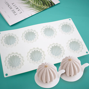 Moule à gâteau en mousse de cactus à 8 cavités, motif de boule rayée circulaire, moule en silicone de qualité alimentaire, appareils de cuisson au <span class=keywords><strong>chocolat</strong></span> B7-92 - Product Image 2