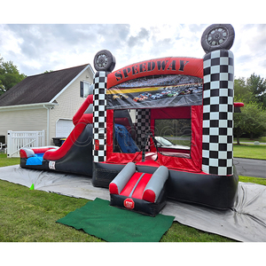 Château Gonflable Voiture de Course Monster Truck <span class=keywords><strong>avec</strong></span> Toboggan Taille Tout-Petits - Offre Spéciale - Product Image 1