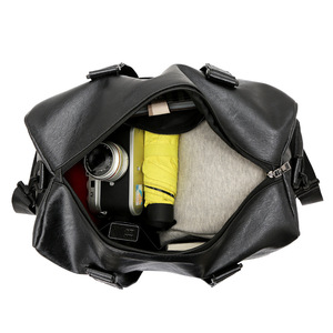 Grande capacité hommes voyage Gym Golf <span class=keywords><strong>Sport</strong></span> entraînement <span class=keywords><strong>sac</strong></span> polochon 2 jours 1 nuit nuit week-end PU <span class=keywords><strong>sac</strong></span> en <span class=keywords><strong>cuir</strong></span> fermeture éclair mode - Product Image 6