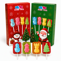 Sucettes de Noël certifiées Halal 20g, formes 3D Père Noël, Bonhomme de neige, Sapin, avec coque en bonbon dur et garniture fruitée moelleuse, pour les fêtes