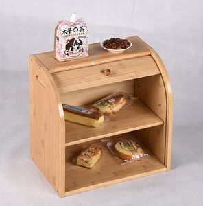 Étagère en bambou Boîte à panure en bambou à double couche Roll Top Conteneur de stockage des aliments pour les boîtes de comptoir de cuisine Boîte à pain <span class=keywords><strong>smeg</strong></span> - Product Image 1