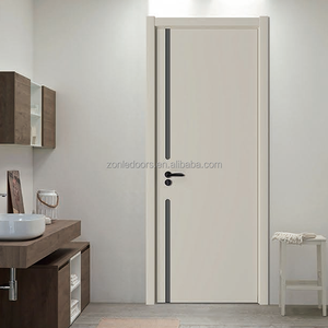 简单柚木前门设计木制双门圆形设计油漆颜色木门 - Product Image 5