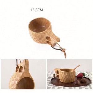 Taza Kuksa de Madera Estilo Japonés Hecha a Mano con Agarraderas de 2 Orificios, Ecológica, 250ml/150ml, para Café, Té, Leche, Ideal para Camping y Bushcraft - Product Image 3
