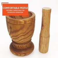 Ensemble mortier et pilon en bois massif avec base à trois niveaux, moulin à épices en bois fait main pour broyer l'ail, le gingembre et les herbes