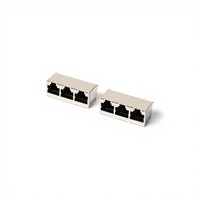 Connecteur Ethernet RJ45 blindé, 3 ports, prise modulaire, montage sur circuit imprimé, prise réseau