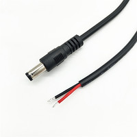 Soket Daya DC Pria, kawat colokan kabel konektor Jack 12V 5.5x2.1mm untuk CCTV