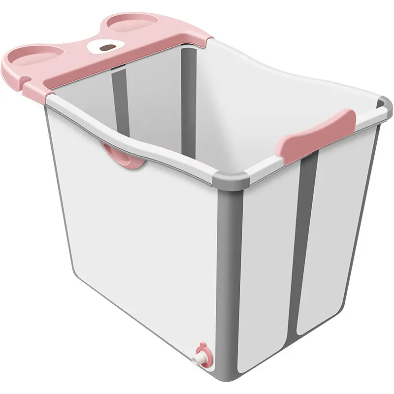 Factory Direct Sale Large Capacity Portable Collapsible Babies Folding Bath Tub With Storage Holder For Infants Kids