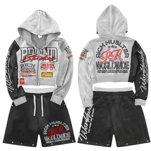 Comfortable Everyday Clothing with Personalized Logo and Custom Color Option Winter Men's Hooded Top and Shorts <b>Set</b> For Sale - Product Image 5