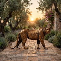 Figurine de guépard en bronze coulé artisanal – Taille entièrement personnalisable, pose en pleine course, patine polie, sculpture 3D, cadeau