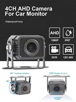 Caméra embarquée pour camion avec écran tactile IPS 10,36 pouces, étanche, vision nocturne, 4 canaux, 1080P AHD, système d'écran partagé avant/arrière