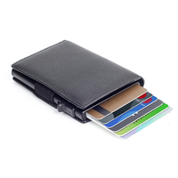 Dompet kulit pria, dompet kulit bisnis Pop up aluminium kustom dengan kantung belakang