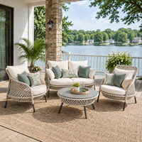 Ensemble de meubles de jardin confortables et modernes en rotin résistant aux UV pour l'extérieur, au bord de la piscine, pour la terrasse, canapé de conversation