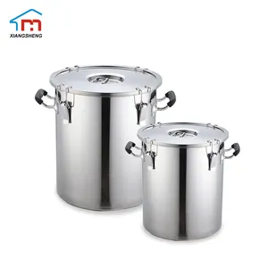 Stainless steel airtight food container bucket Home brew stock pot with seal lid for honey oil food storage
