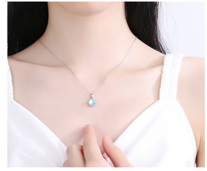 <span class=keywords><strong>Collana</strong></span> <span class=keywords><strong>di</strong></span> pietre <span class=keywords><strong>di</strong></span> <span class=keywords><strong>luna</strong></span> <span class=keywords><strong>di</strong></span> moda all'ingrosso donna S925 gioielli <span class=keywords><strong>in</strong></span> argento Sterling con ciondolo gemma corona - Product Image 4