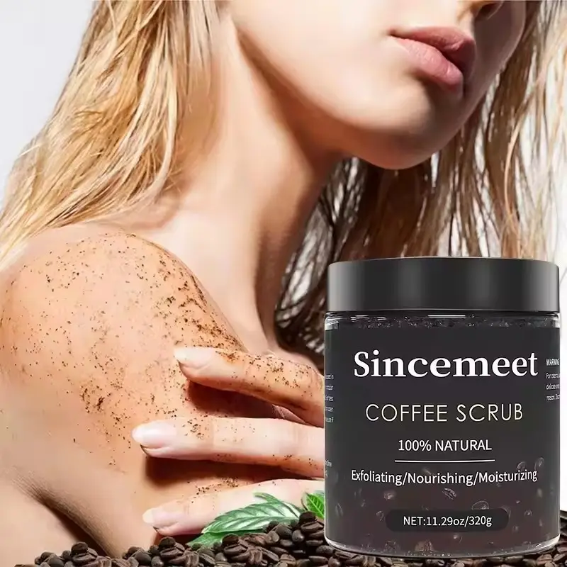 Private Label 320g Skin Whitening Moisturizing Dead Sea Salt Exfoliating Body Cellulite Arabica Coffee Scrub