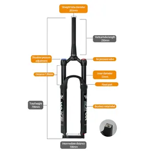 WAKE Bicycle Air Front Fork Pneumatic MTB Bicycle Fork Spring Shock Absorber 26/27.5/29inch Aluminum Alloy Cycle Fork